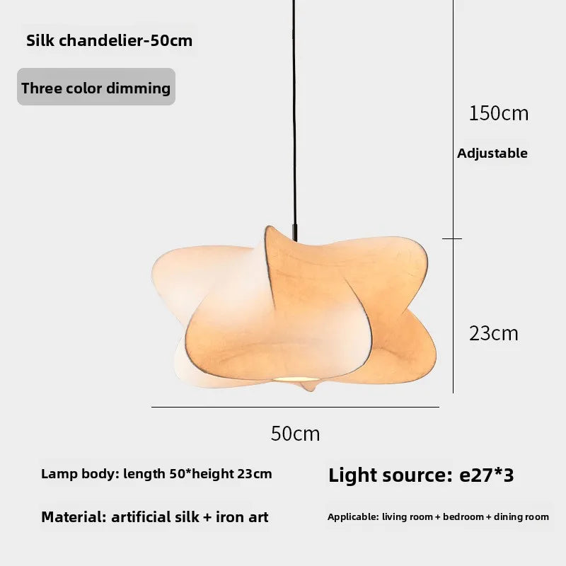 Japanese Wabi-Sabi Silk Pendant Lamp, Unique Artistic Lamp for Dining Room, Bedroom, Living Room, Tea Room