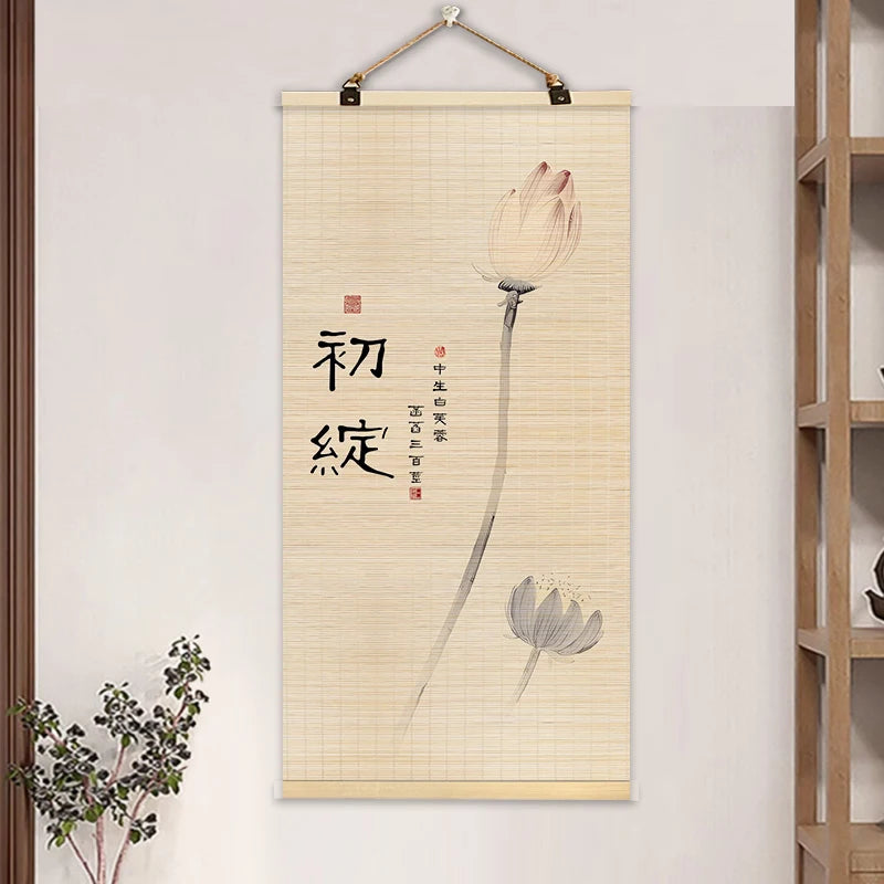 Bamboo Art Decorative Painting Vertical Bamboo Curtain Painting Wall Decoration Hanging Painting Chinese Style Home Decoration