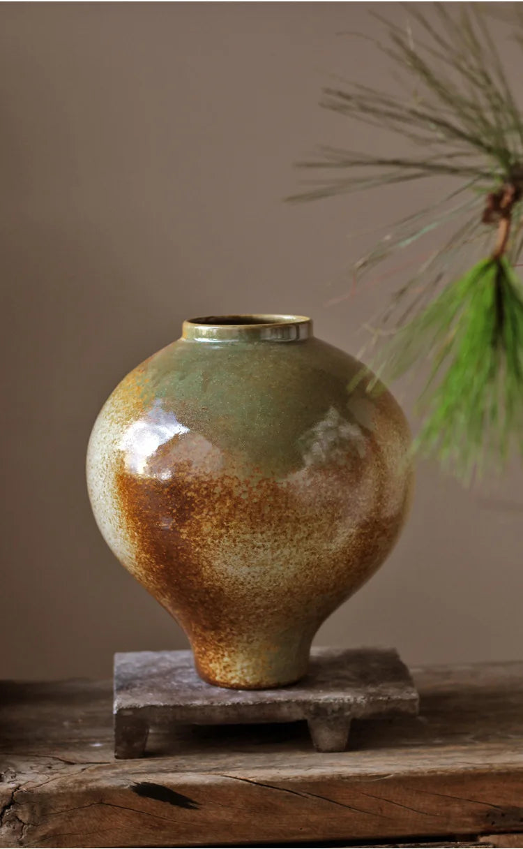 Coarse Earthenware Vase Ceramic Flower Pot Flower Vase Chinese Traditional Vintage Porcelain Earthenware Pot Flowerpot Vases