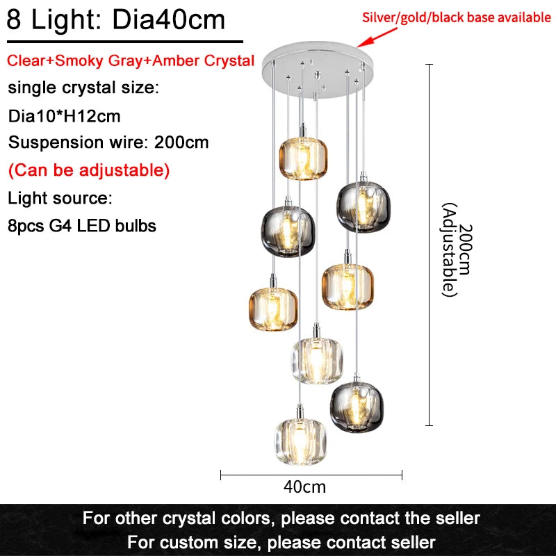 Modern Nordic LED Crystal Chandelier Luxury Pendant Light For Living Room Bedroom Dining Room Attic Kitchen Home Lustre Lamp