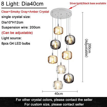 Modern Nordic LED Crystal Chandelier Luxury Pendant Light For Living Room Bedroom Dining Room Attic Kitchen Home Lustre Lamp