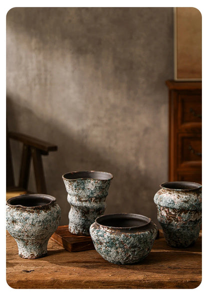 Retro Ceramic Vase Wabi Sabi Style Ikebana Flower Pots Table Decoration Flowers Arrangement Floral Vases Room Aesthetic Decor