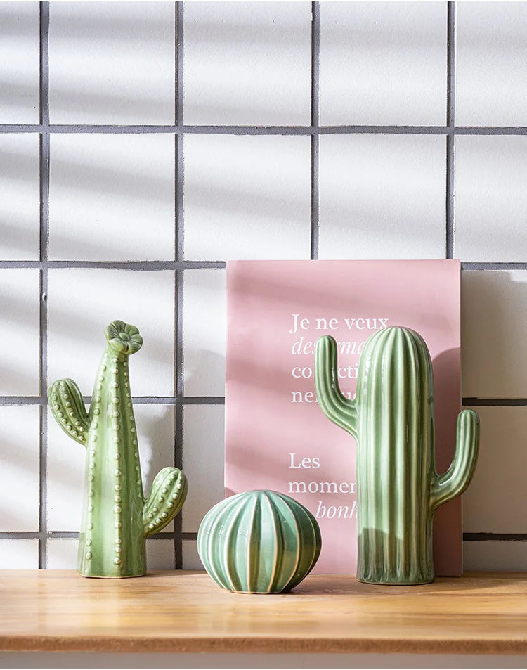 Nordic Ceramic Handicrafts Simulation Cactus Ornaments Art Decorative Home Furnishings Photography Props Green Room Decor