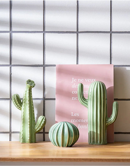 Nordic Ceramic Handicrafts Simulation Cactus Ornaments Art Decorative Home Furnishings Photography Props Green Room Decor