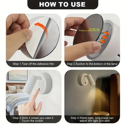 Luxury Modern LED Wall Sconce Magnetic Base Adjustable Rotatable Spotlight for Bedroom Bedside Reading Light Living Room Accent Cabinet Closet Table Lamp Warm White USB Rechargeable wireless Battery Operated Touch Dimmable Home Décor Night Light