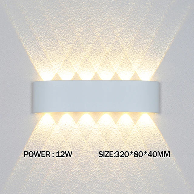 Luxury LED Wall Light Modern Up Down Wall Sconce Black Aluminum Indoor Outdoor Waterproof IP65 Bedroom Living Room Hallway Porch Garden Hotel Lighting