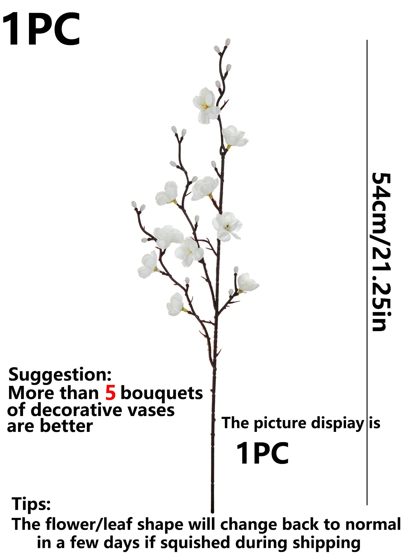 Artificial Flowers Silk Plum Blossom Peach Branch Newyear Christmas Home Vase Table Outdoor Garden Wedding Party Decor DIY Gifts