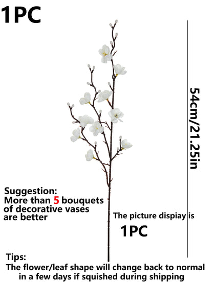 Artificial Flowers Silk Plum Blossom Peach Branch Newyear Christmas Home Vase Table Outdoor Garden Wedding Party Decor DIY Gifts
