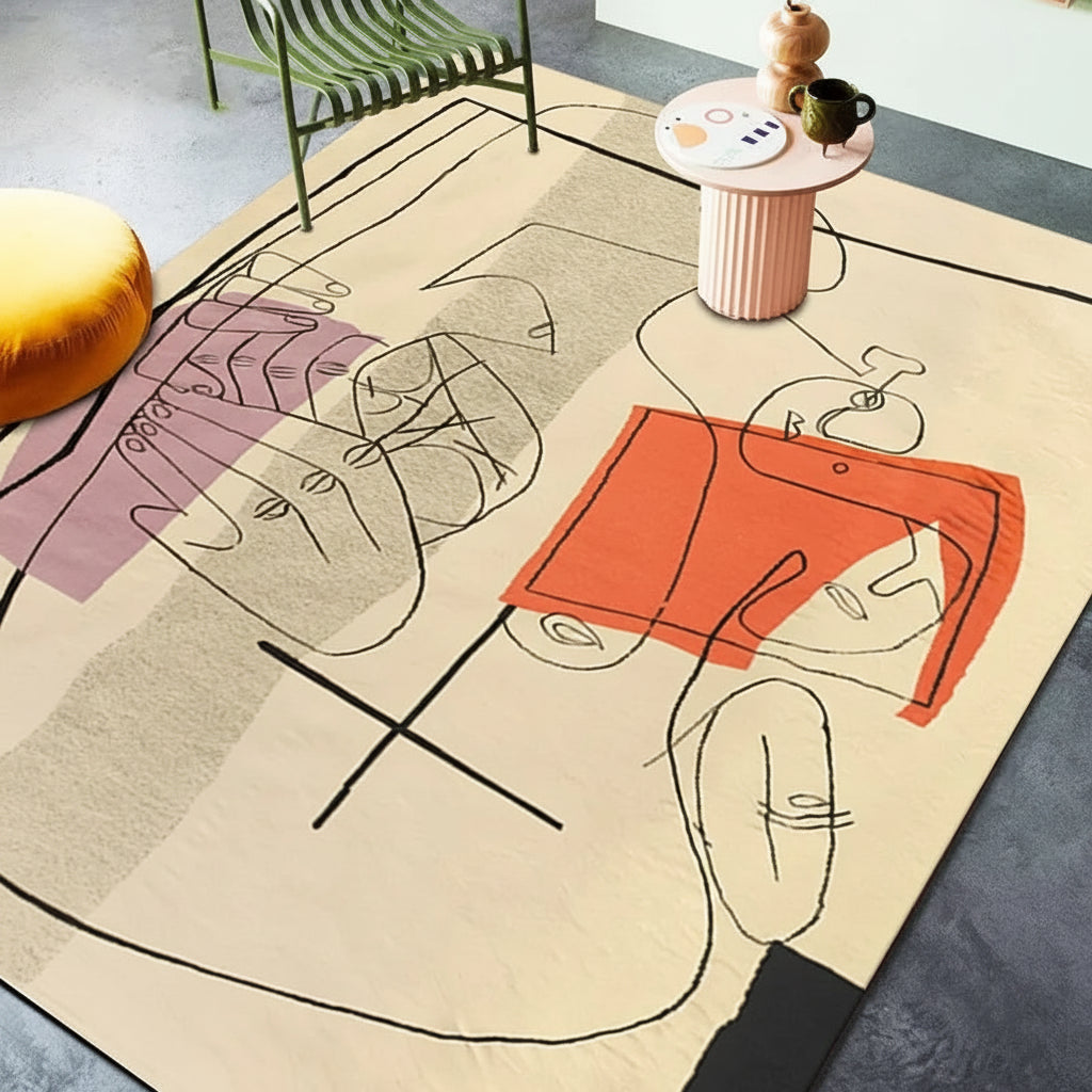 Modern Abstraction Carpets for Living Room Nordic Bedroom Decor Plush Carpet Home Art Floor Mat Large Area Thicken Non-slip Rug