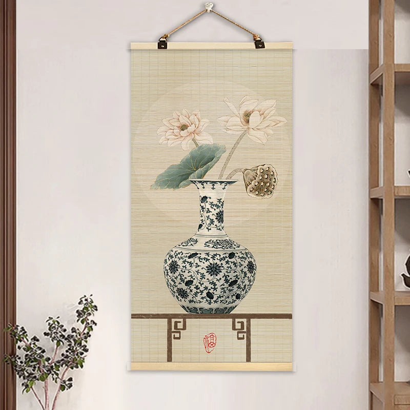 Bamboo Art Decorative Painting Vertical Bamboo Curtain Painting Wall Decoration Hanging Painting Chinese Style Home Decoration