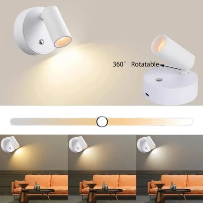 Luxury Modern LED Wall Sconce Magnetic Base Adjustable Rotatable Spotlight for Bedroom Bedside Reading Light Living Room Accent Cabinet Closet Table Lamp Warm White USB Rechargeable wireless Battery Operated Touch Dimmable Home Décor Night Light