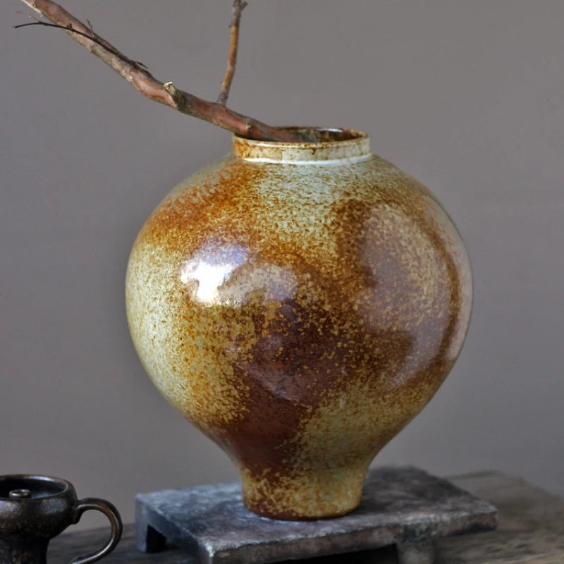 Coarse Earthenware Vase Ceramic Flower Pot Flower Vase Chinese Traditional Vintage Porcelain Earthenware Pot Flowerpot Vases