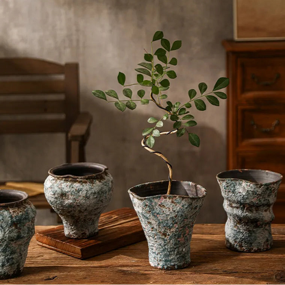 Retro Ceramic Vase Wabi Sabi Style Ikebana Flower Pots Table Decoration Flowers Arrangement Floral Vases Room Aesthetic Decor