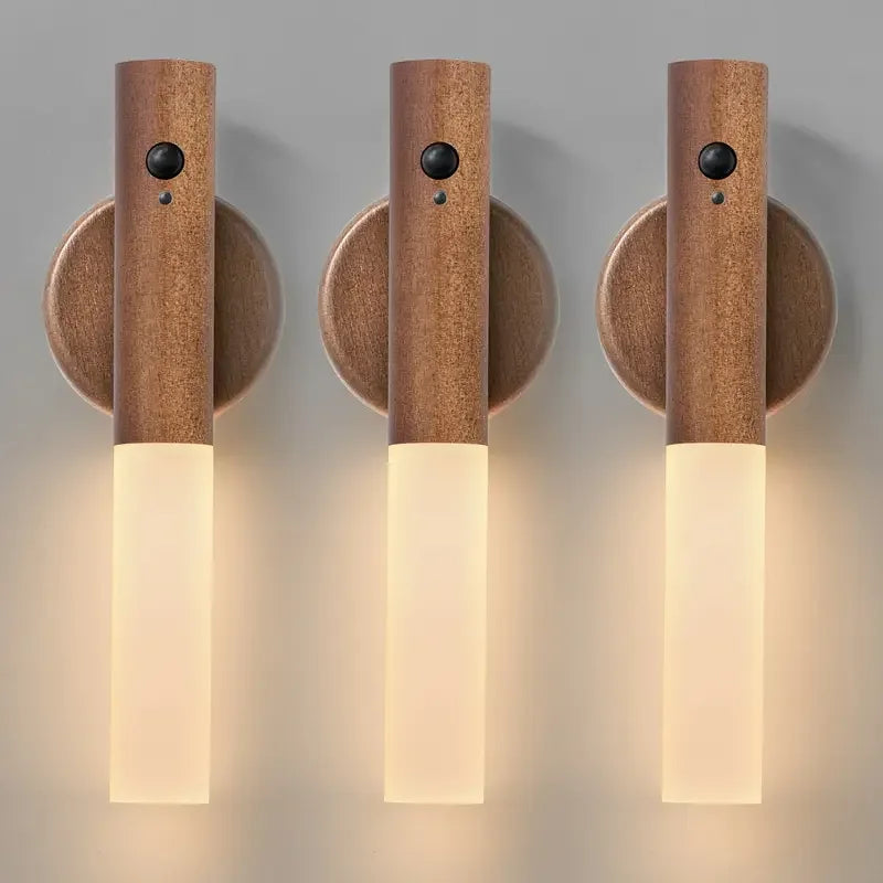 Motion Sensor Night Light LED Rechargeable Magnetic Wall Lamp Wireless Battery Operated Stick On Lights for Living room Hallway Bedroom Stairs Bathroom Cabinets Decor Kitchen Under Cabinet Light Warm White Dimmable USB Charging
