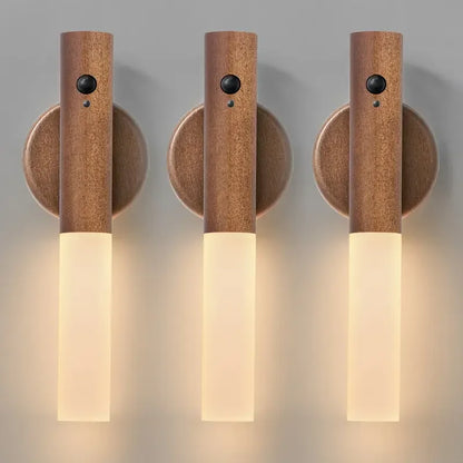 Motion Sensor Night Light LED Rechargeable Magnetic Wall Lamp Wireless Battery Operated Stick On Lights for Living room Hallway Bedroom Stairs Bathroom Cabinets Decor Kitchen Under Cabinet Light Warm White Dimmable USB Charging