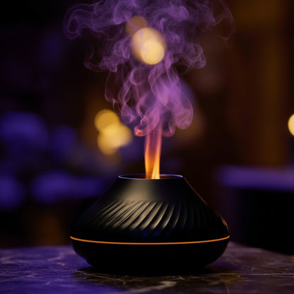 Flame Diffuser Essential Oil Diffuser Aromatherapy Humidifier Ultrasonic Cool Mist Diffuser LED Flame Light Fire Effect Diffuser Night Light Air Purifier Vaporizer Aroma Diffuser Home Office Bedroom Decor Gift