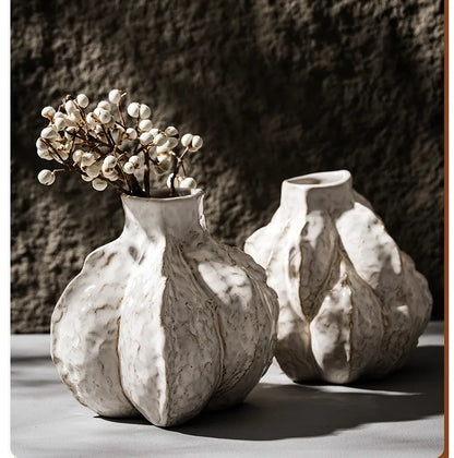 New Design Unique Ceramic Nordic Vase Home Ornament Living Room Tabletop Centerpiece Fresh Flower Pampas Grass Boho Art
