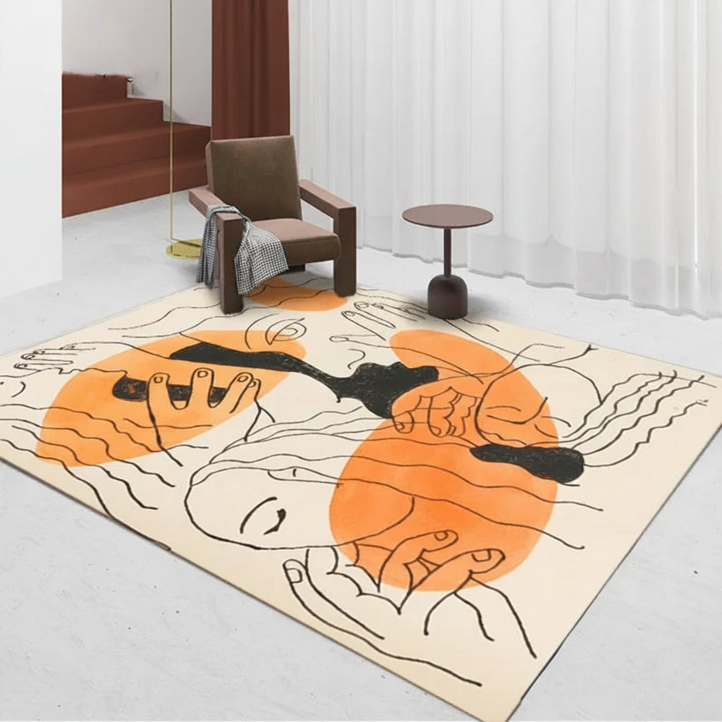 Modern Abstraction Carpets for Living Room Nordic Bedroom Decor Plush Carpet Home Art Floor Mat Large Area Thicken Non-slip Rug