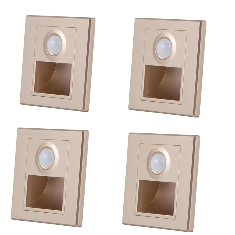 LED Step Lights Indoor Stair Lights Motion Sensor Wall Lights Recessed Staircase Lighting Step Lamp Hallway Night Light Bedroom Closet Cabinet Living Room Lights PIR Sensor Warm White 3000K AC 110V 220V Automatic On Off