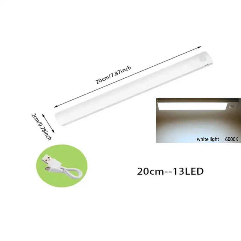 LED Motion Sensor Light Kitchen Lights for Kitchen Bedroom Wardrobe Stair Hallway Restaurant Indoor Rechargeable Strip Wardrobe Lighting Battery Operated Magnetic