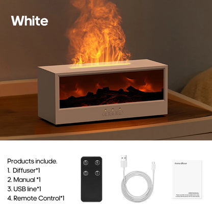 Fireplace Flame Diffuser Essential Oil Diffuser Aromatherapy Humidifier Ultrasonic Cool Mist Diffuser LED Flame Light Fire Effect Diffuser Night Light Air Purifier Vaporizer Aroma Diffuser Home Office Bedroom Decor Gift