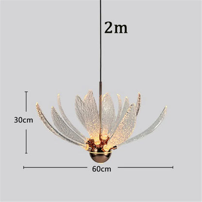 Modern Acrylic Lotus Flower Iron Art LED Chandelier Indoor Lighting Fixture for Dining Room Foyer Hotel Loft Stairs