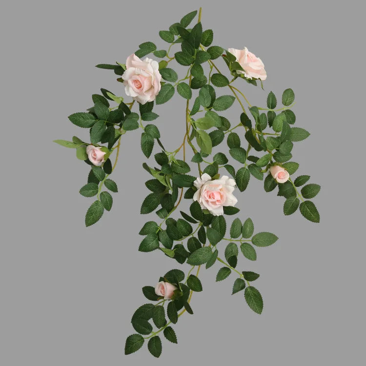 Artificial Green Plant Rose Vine Rattan Garden Home Deco Christmas Tree Props DIY Background Flower Wall Material Window Display