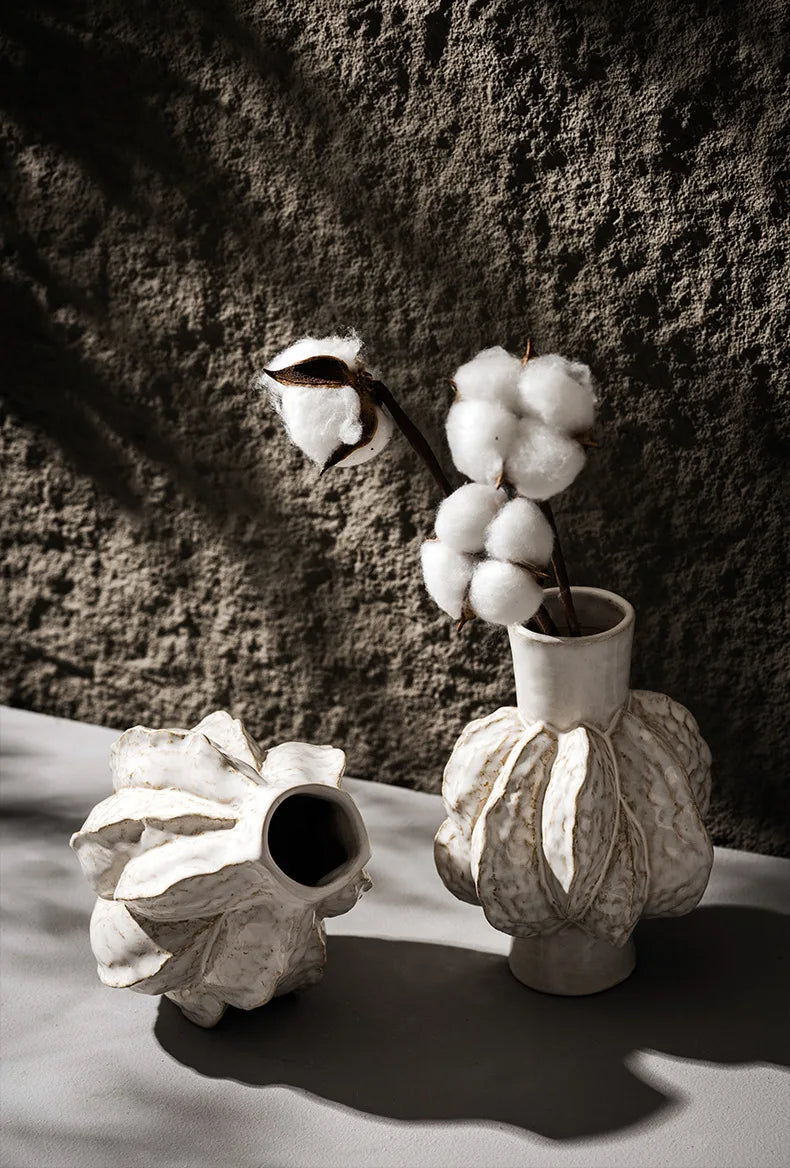 New Design Unique Ceramic Nordic Vase Home Ornament Living Room Tabletop Centerpiece Fresh Flower Pampas Grass Boho Art