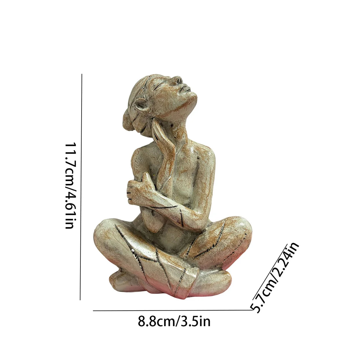 1Pc Resin Statue Ornament, Home Decoration, Tabletop Ornament, the Statue Depicts a Figure Sitting Cross-Legged, with Head Raised and Hands Holding the Body, Showing a Calm, Reflective/Enjoyable Pose, Perfect for Home Decorat