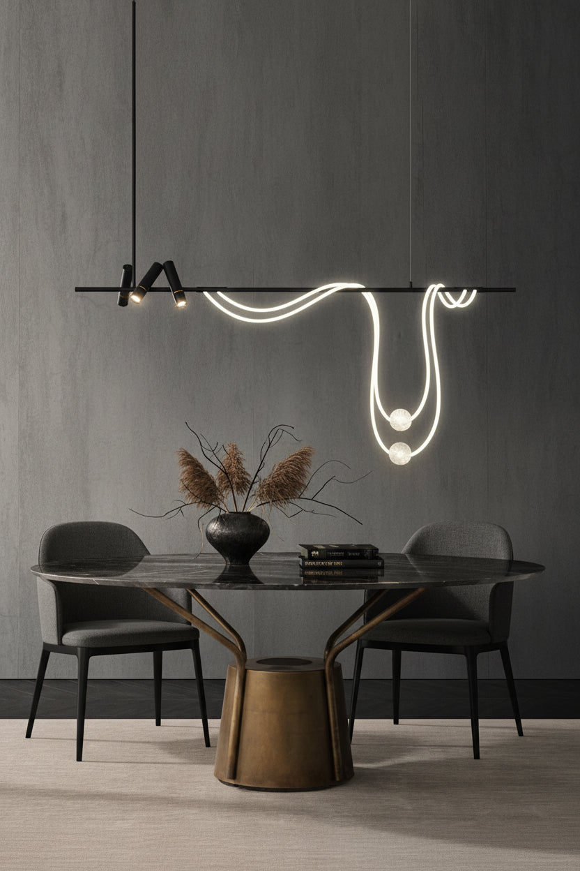 Nordic Hose DIY Chandelier for Kitchen Dining Living Room Center Table Pendant Lights LED Home Decor Suspension Fixture Black