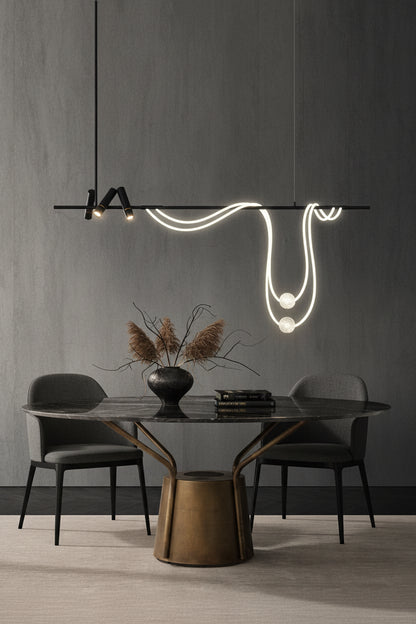 Nordic Hose DIY Chandelier for Kitchen Dining Living Room Center Table Pendant Lights LED Home Decor Suspension Fixture Black