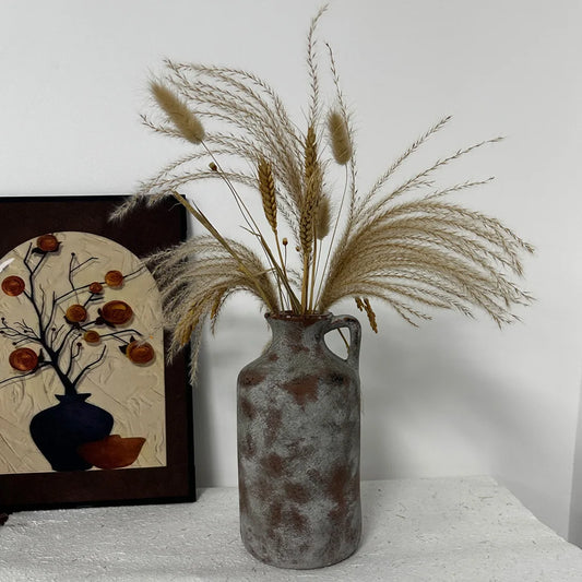 Rustic Ceramic Vase Vintage Home Decor Flower Pot Dry Flowers Living Room Table Centerpiece Farmhouse Style Pottery Jugs