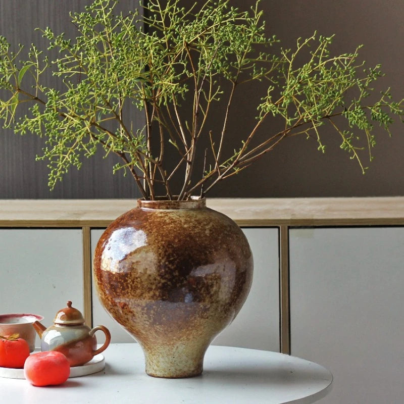 Coarse Earthenware Vase Ceramic Flower Pot Flower Vase Chinese Traditional Vintage Porcelain Earthenware Pot Flowerpot Vases