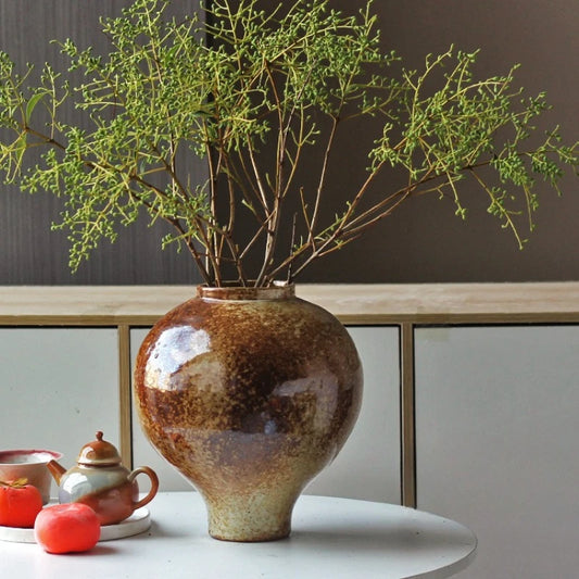 Coarse Earthenware Vase Ceramic Flower Pot Flower Vase Chinese Traditional Vintage Porcelain Earthenware Pot Flowerpot Vases