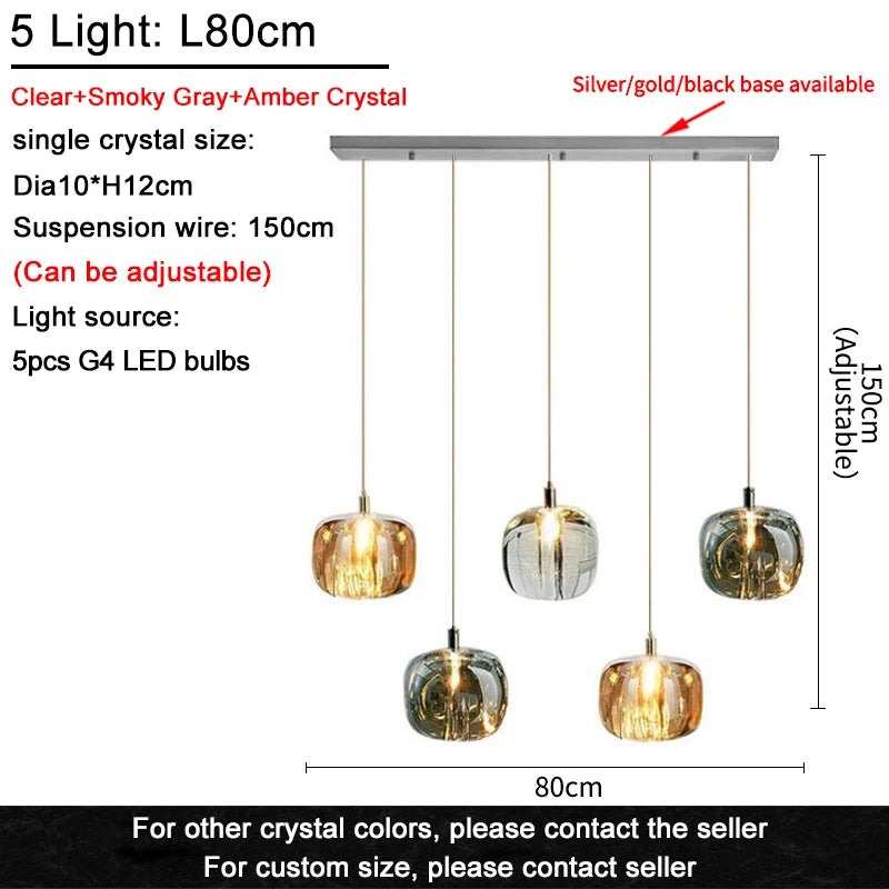 Modern Nordic LED Crystal Chandelier Luxury Pendant Light For Living Room Bedroom Dining Room Attic Kitchen Home Lustre Lamp