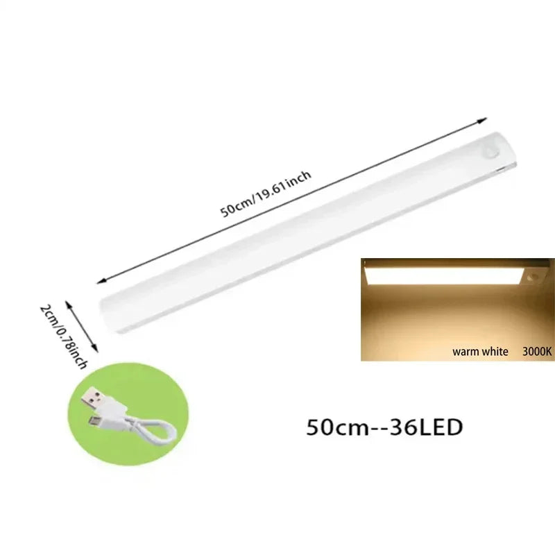 LED Motion Sensor Light Kitchen Lights for Kitchen Bedroom Wardrobe Stair Hallway Restaurant Indoor Rechargeable Strip Wardrobe Lighting Battery Operated Magnetic