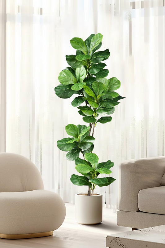 70-135cm Large Artificial Ficus Tree Fake Rubber Plants Branch Plastic Fiddle Leaves for Home Garden Indoor Outdoor Decor