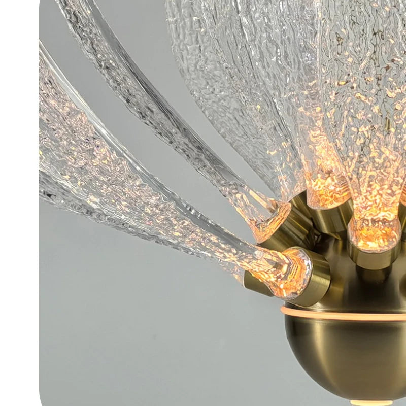 Modern Acrylic Lotus Flower Iron Art LED Chandelier Indoor Lighting Fixture for Dining Room Foyer Hotel Loft Stairs
