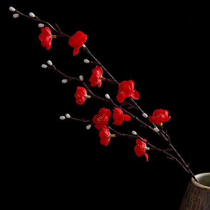 Artificial Flowers Silk Plum Blossom Peach Branch Newyear Christmas Home Vase Table Outdoor Garden Wedding Party Decor DIY Gifts