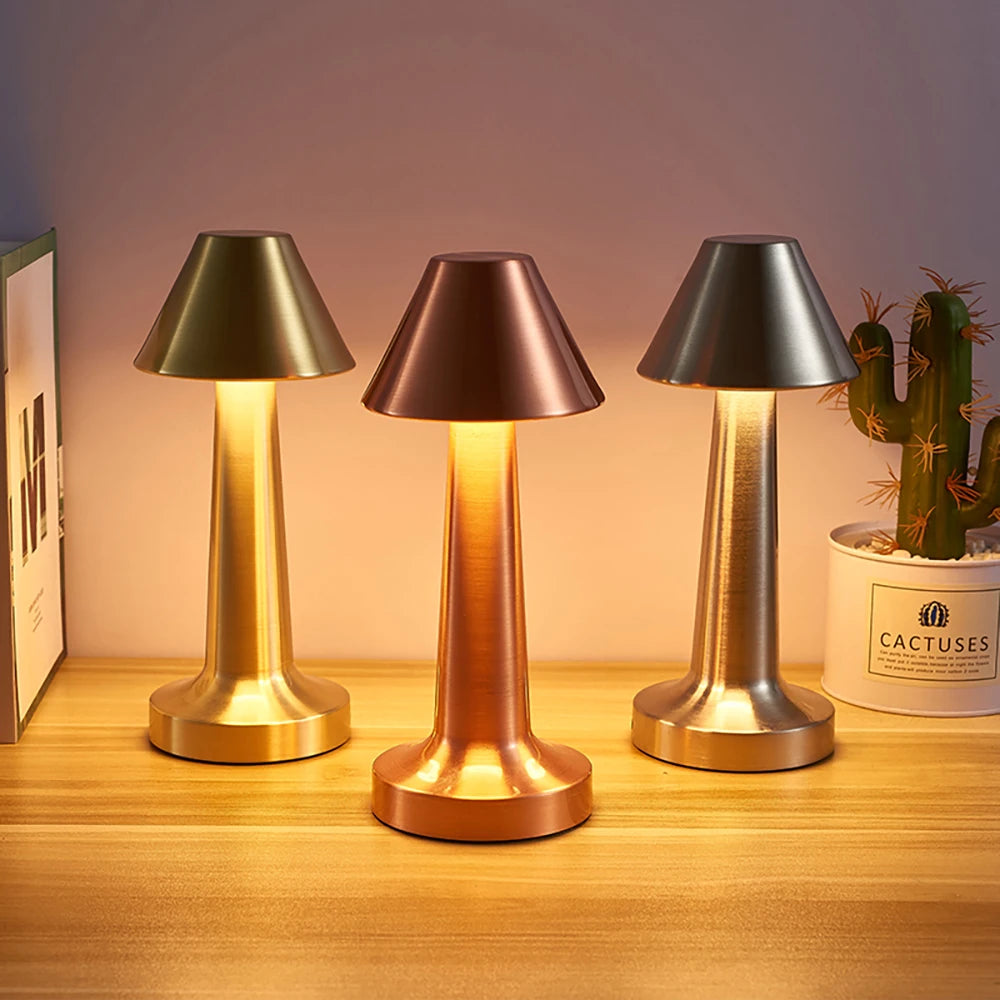 Retro Table Lamp Metal Touch Decor for Bar Coffee Restaurant Decoration Light Desk LED Rechargeable Night Light Bedroom Decor