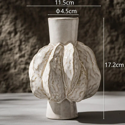 New Design Unique Ceramic Nordic Vase Home Ornament Living Room Tabletop Centerpiece Fresh Flower Pampas Grass Boho Art