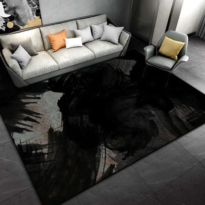 Black Cartoon Area Rug,Carpet Rug for Living Room Bedroom Sofa Doormat Decoration, Kids Play Non-slip Floor Play Mat  Ковер Gift