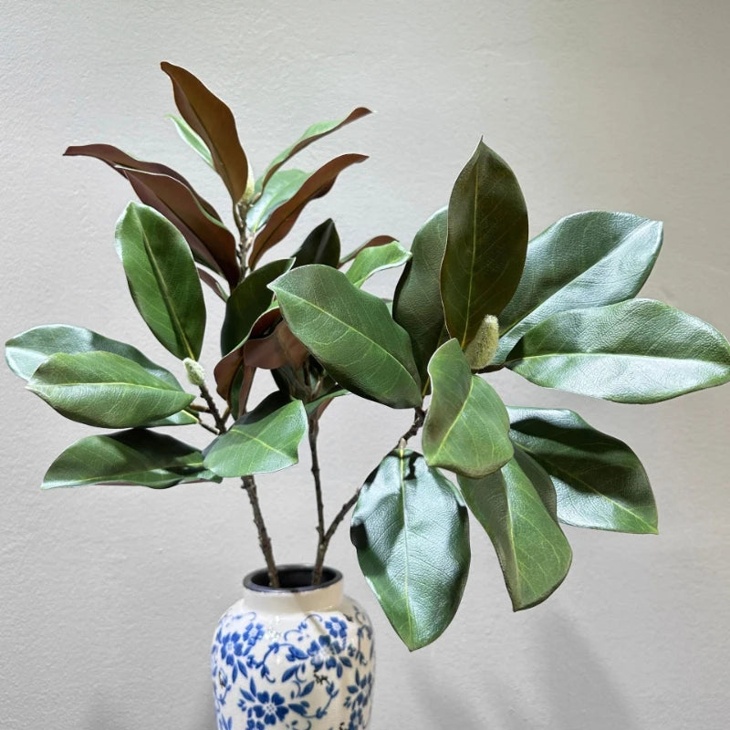 70CM Artificial Magnolia Leaves in Stock for Home Decoration White Bowls Flower Buds Leaf Shop Windows Magnolia Branches