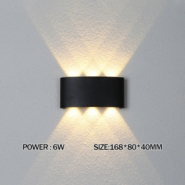 Luxury LED Wall Light Modern Up Down Wall Sconce Black Aluminum Indoor Outdoor Waterproof IP65 Bedroom Living Room Hallway Porch Garden Hotel Lighting