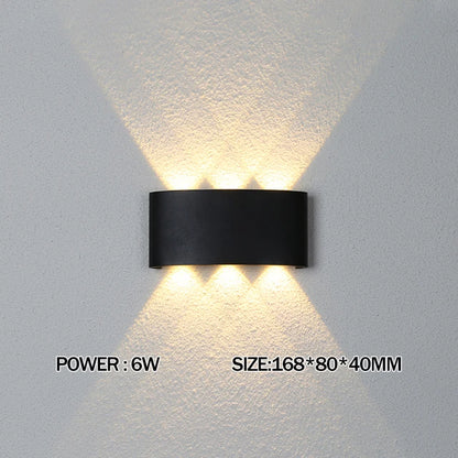 Luxury LED Wall Light Modern Up Down Wall Sconce Black Aluminum Indoor Outdoor Waterproof IP65 Bedroom Living Room Hallway Porch Garden Hotel Lighting