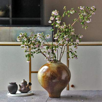 Coarse Earthenware Vase Ceramic Flower Pot Flower Vase Chinese Traditional Vintage Porcelain Earthenware Pot Flowerpot Vases