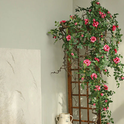 Artificial Green Plant Rose Vine Rattan Garden Home Deco Christmas Tree Props DIY Background Flower Wall Material Window Display