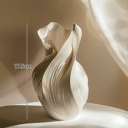 17.5cm Nordic Ceramic Vase Abstract Grass Dried Real Flower Living Dinning Room Cabinet Office Desktop Decoration Gift