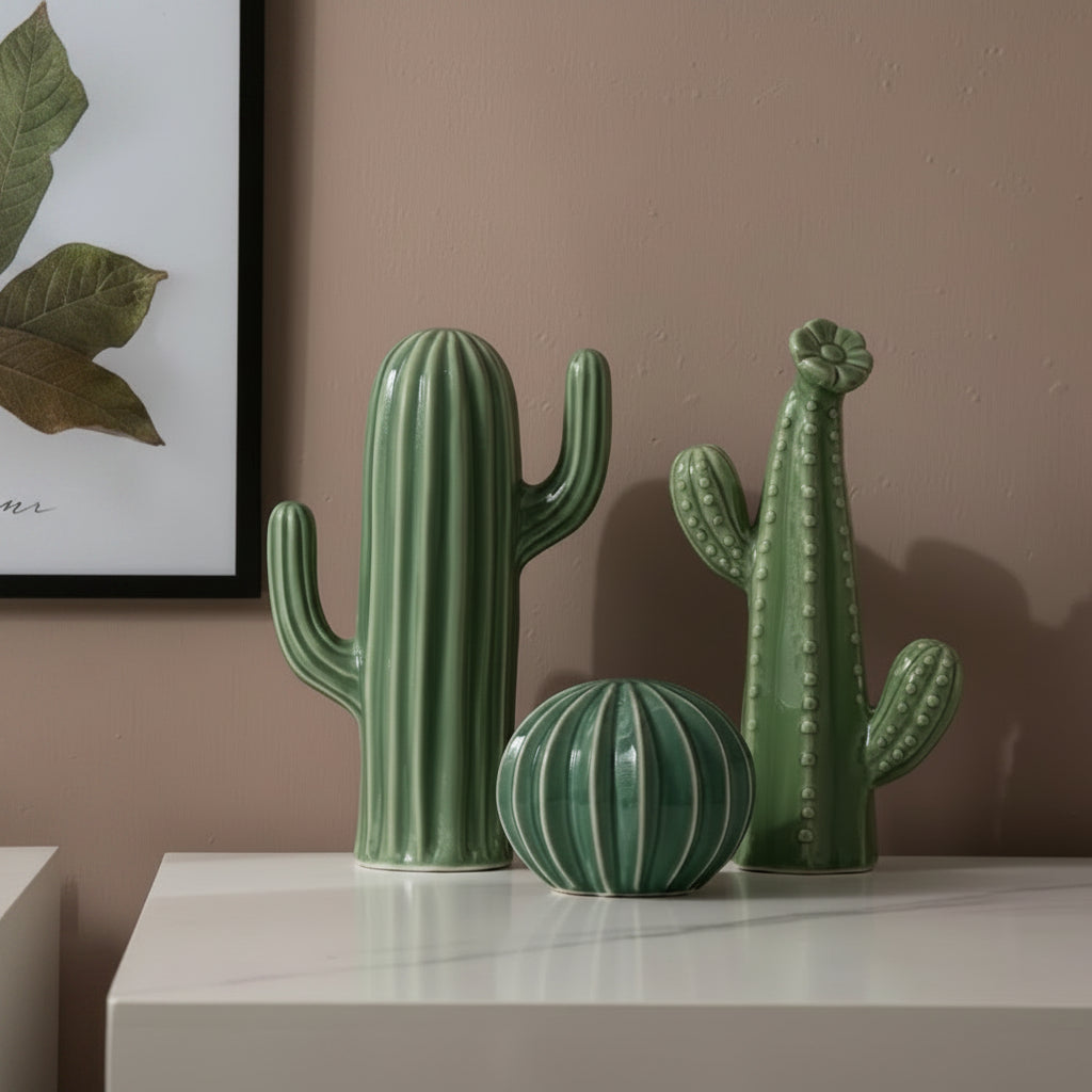Nordic Ceramic Handicrafts Simulation Cactus Ornaments Art Decorative Home Furnishings Photography Props Green Room Decor