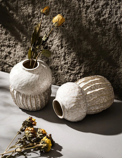 Gourd Shape Vase Ceramic Flowerpot Retro Objects Home Living Room Desktop Decoration Accessories Boho Modern Art Nordic